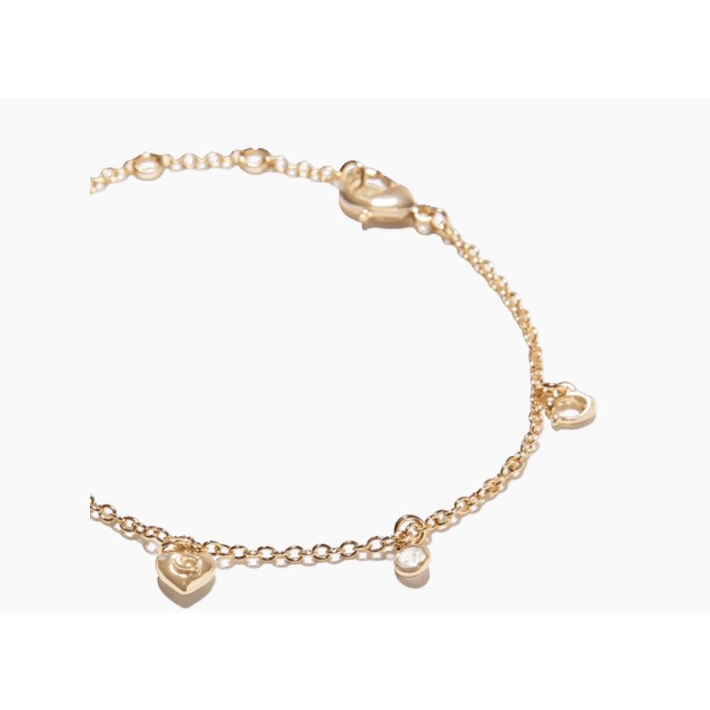 Coach Demure Heart Charm Bracelet 14K Gold Plated - Picture 4 of 7